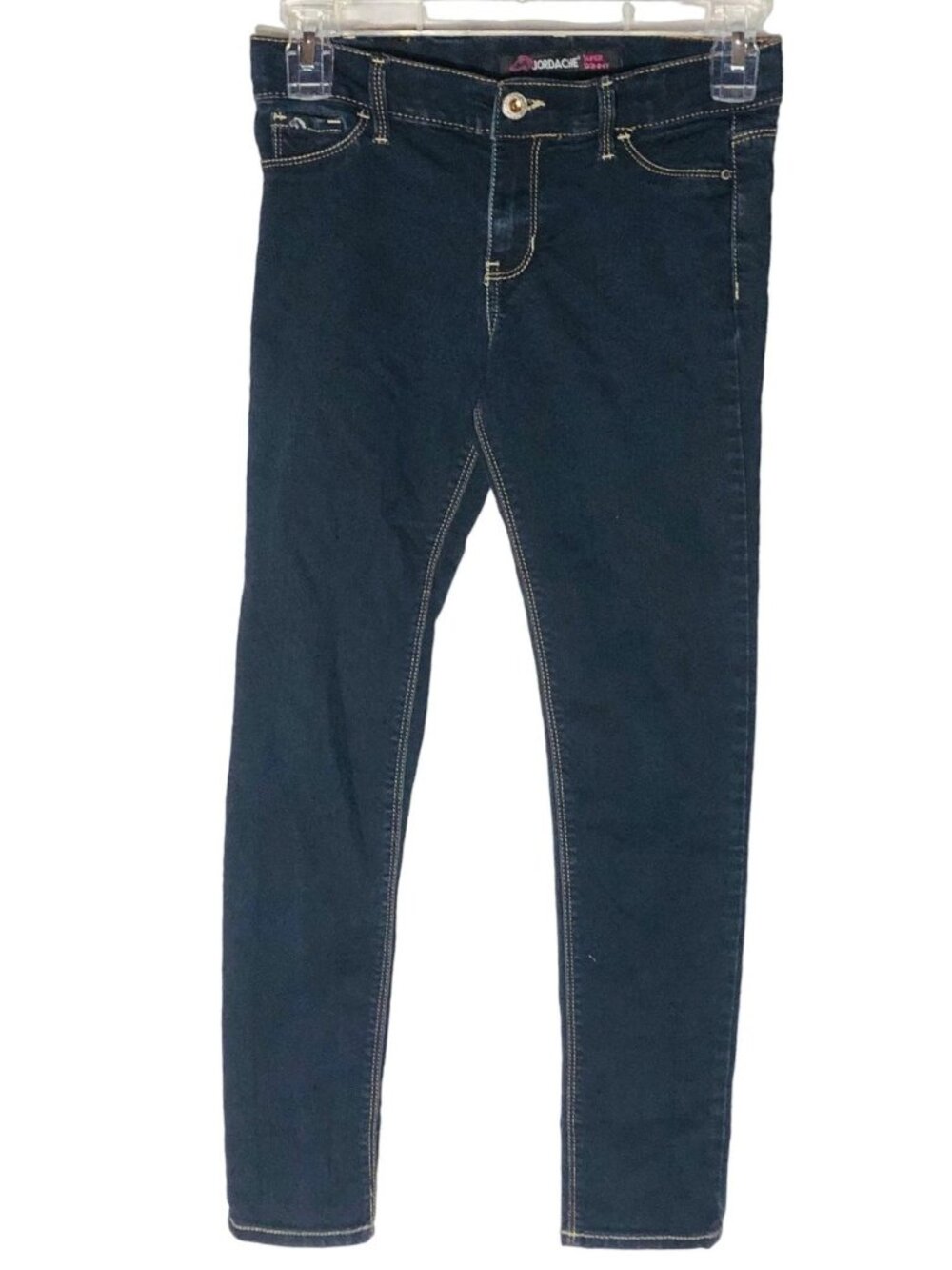 Jordache jeans blue super skinny slim cotton blend pockets zipper kids 12 READ